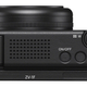 The top of the Sony ZV-1F camera showing the microphone, various buttons, and cold shoe for attaching accessories.